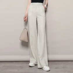 Women's Drape Pants, Cotton Linen, Wide Leg, High Waist, slacks, Loose, Casual,  Straight, Summer