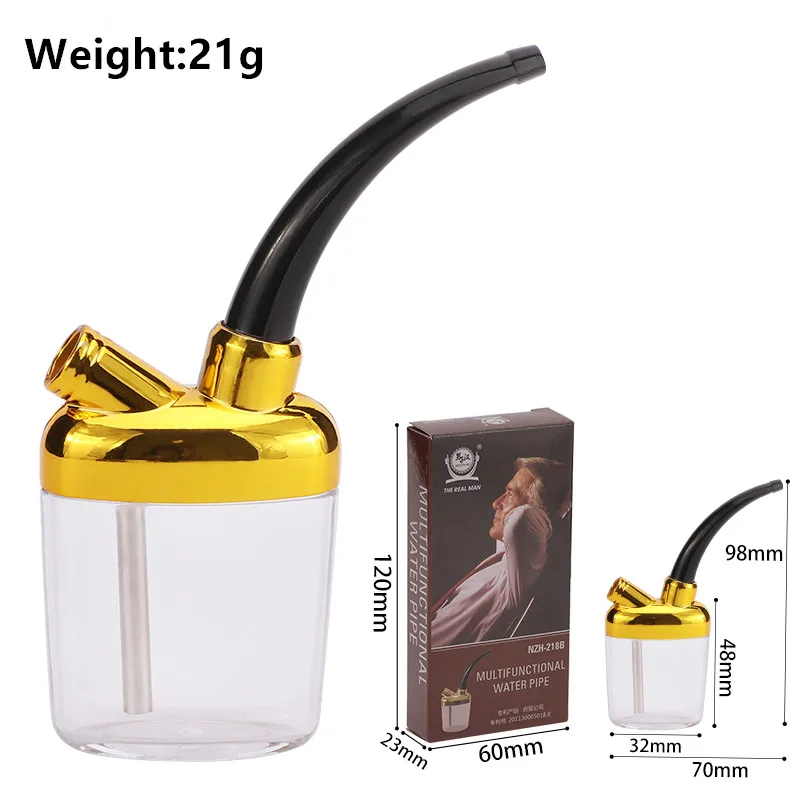 Popular Cheap Bottle Water Pipe Portable Mini Hookah Shisha Tobacco Smoking Pipes Men Gift for Health Care Plastic Tube