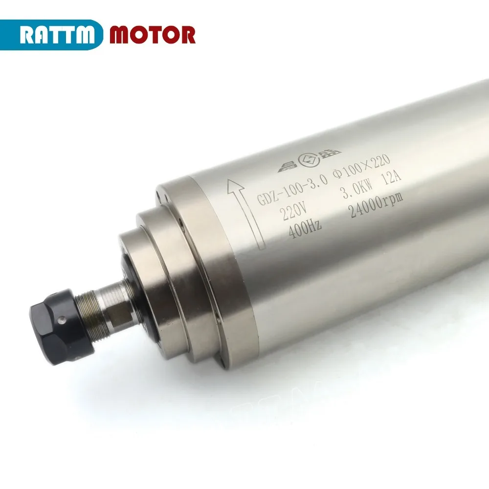 Imagem -02 - Eixo Refrigerado a Água 3kw Er20 12a 220v 100x220 mm 24000rpm para Roteador Cnc Fresagem