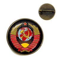 Vintage USSR Soviet Badges Sickle Hammer Brooches CCCP Russia Emblem Communism Sign Top Grade Collar Pins Badge Jewelry For Gift