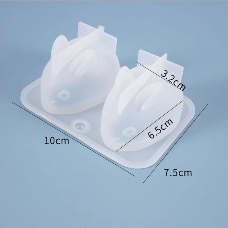 DIY 3D 2piece/set rabbit resin mold doll crystal epoxy mold cute long-eared rabbit silicone mold