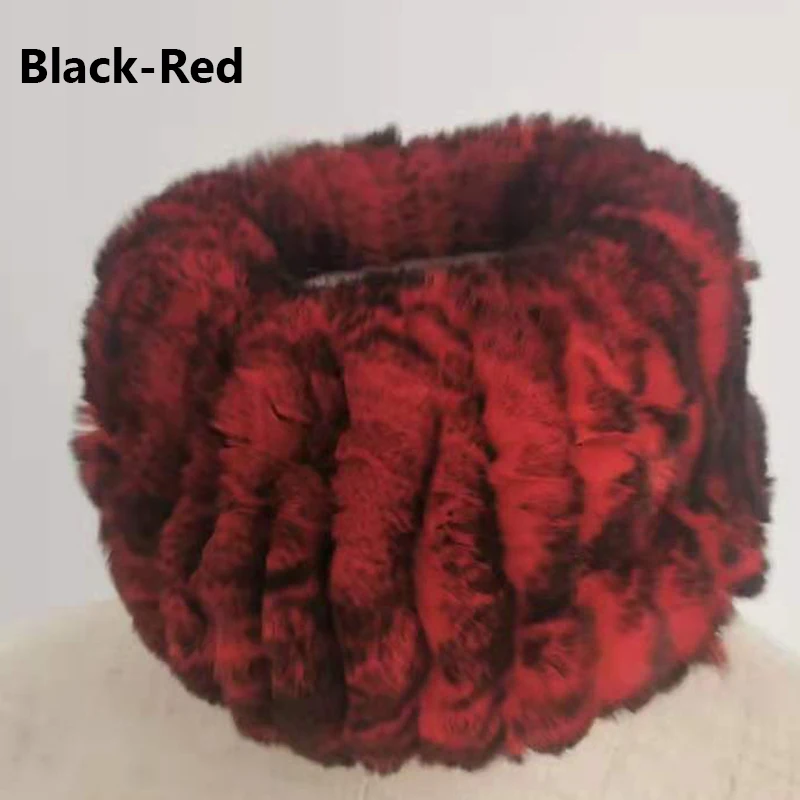 New Rex Rabbit Fur Knitted Collars Bib Winter Women\'s Thicken Encryption Warm Leather Scarf Elastic Headgear