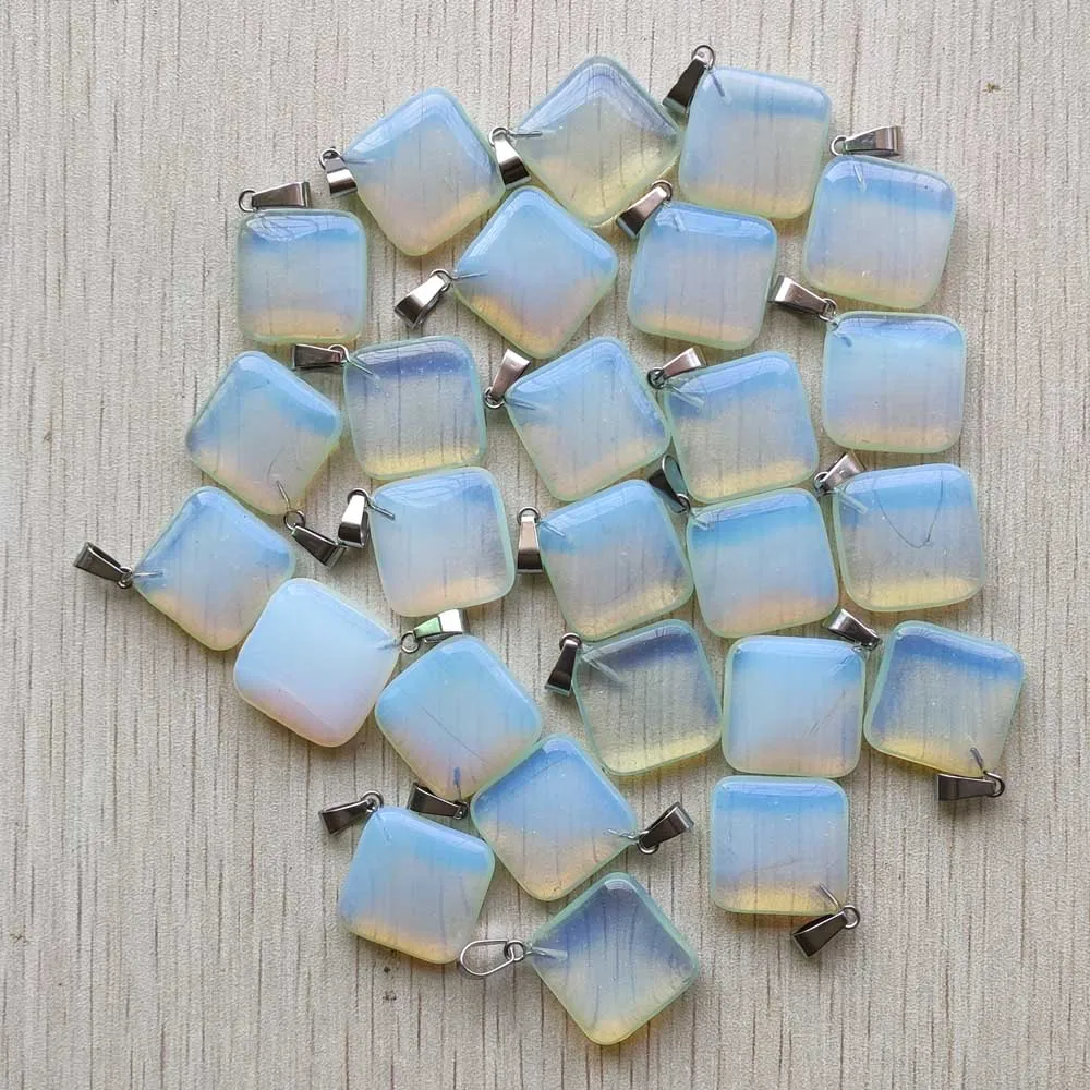 

Fashion opal stone onyx Diagonal Square Pendants 20mm for jewelry accessories marking 30pcs/lot Wholesale free shipping