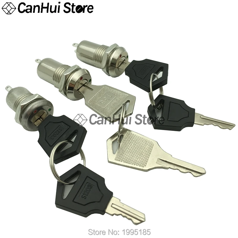 1Pcs 12mm 전자 키 스위치 ON OFF 잠금 스위치 전화 잠금 보안 전원 스위치 12*29/23mm S1203 135 2PIN 2 키 2 위치