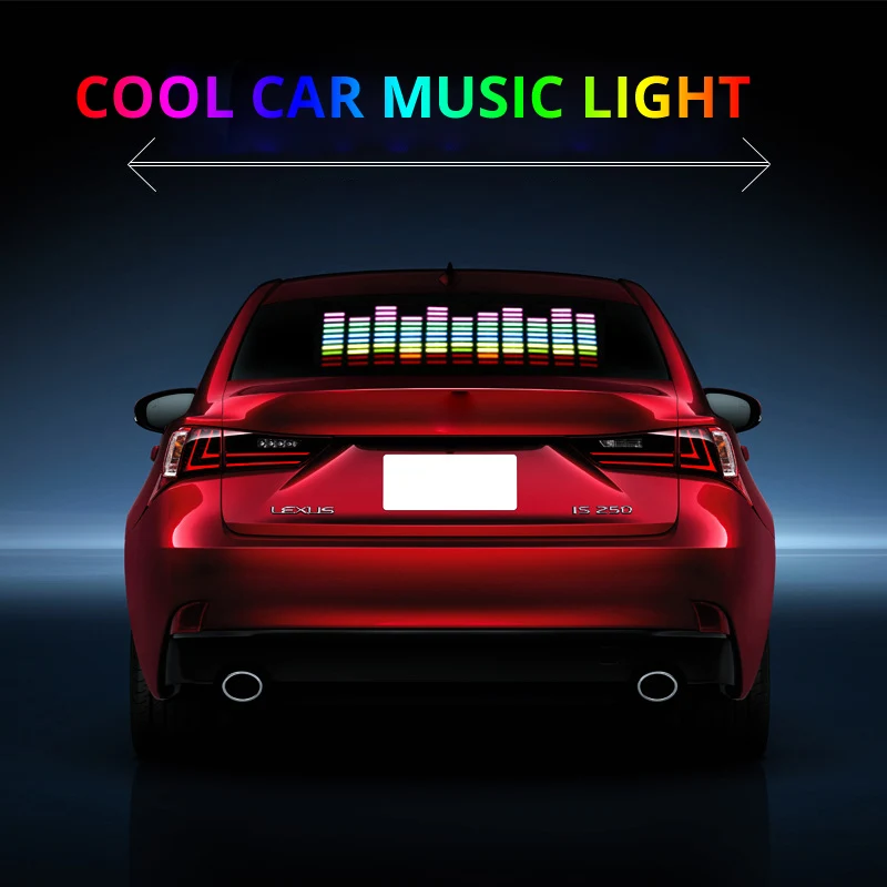 90x25CM Car Windshield LED Sound Activated Equalizer Car Neon EL Light Music Rhythm Flash Lamp Sticker Styling With Control Box