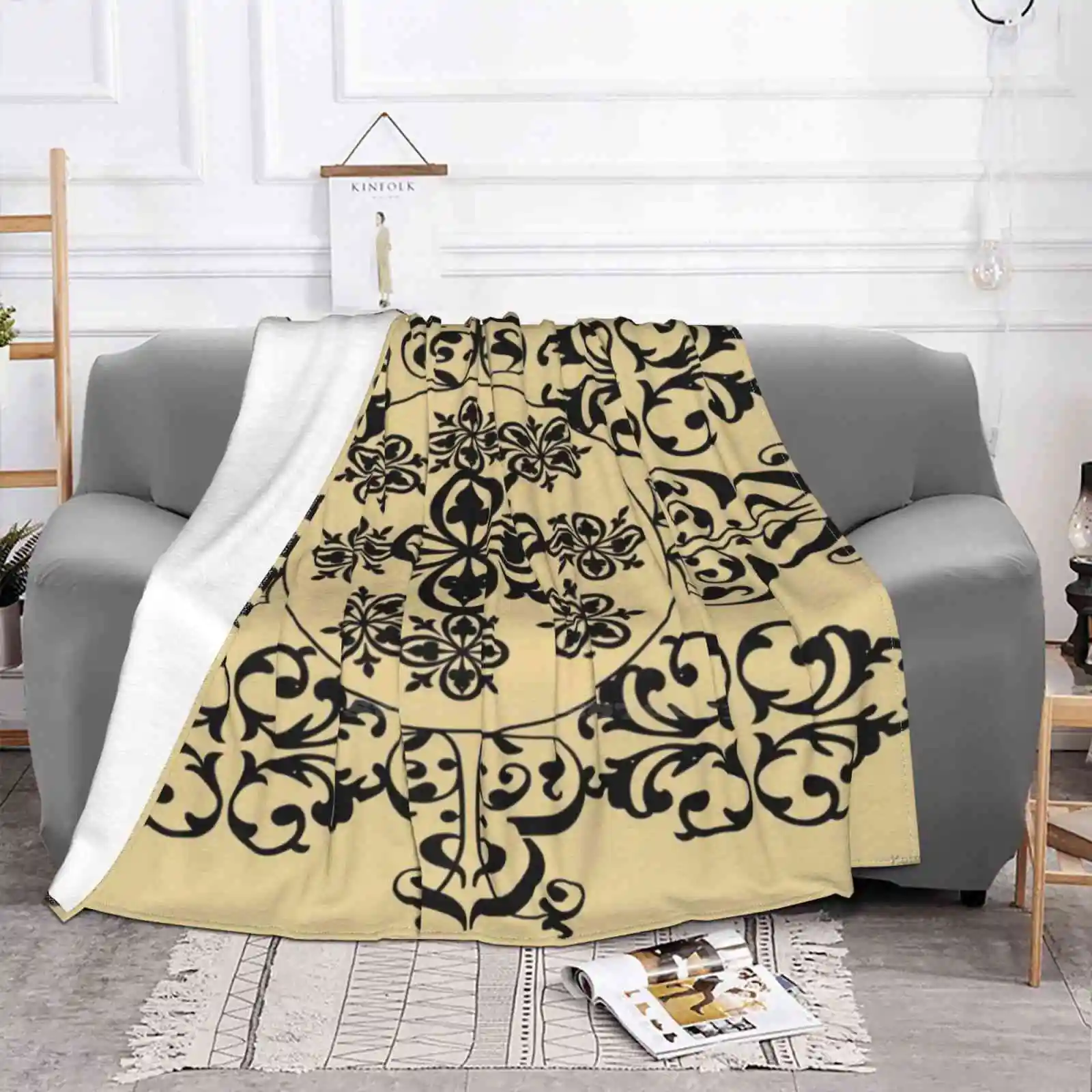 Nice Flourishes Low Price New Print Novelty Fashion Soft Blanket Kattosdesign Art Design Modern Luxury Noble Luxurious Stylish