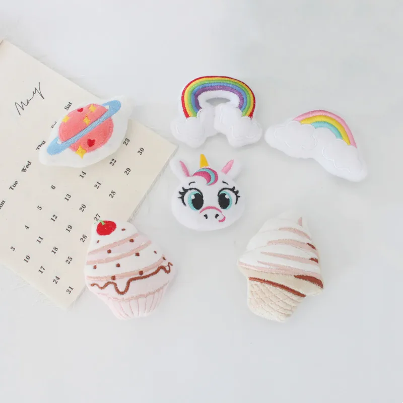 

6PCS/Lot Cartoon Rainbow Cute Unicorn Patches Applique Crafts For Girl Garment Hair Clip Accessories And Bag Decoration