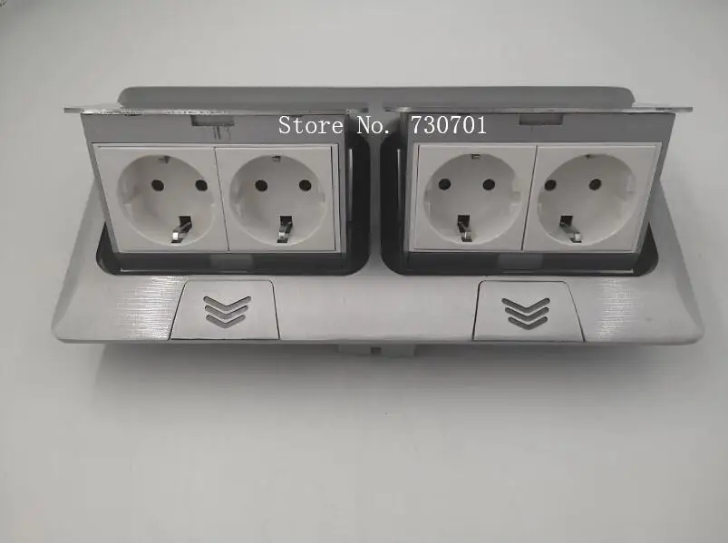 Floor socket box with 4 AC power aluminum pop up hidden type