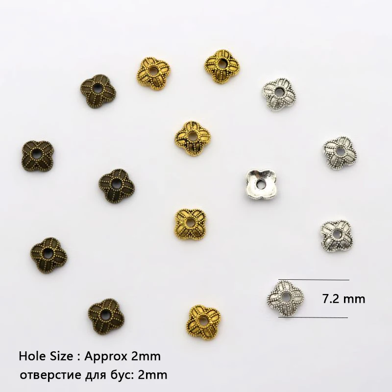 100pcs Mixed Small Size Flower Blanking End Bead Caps Spacer Diy Supplies Accessories For Jewelry Making Bracelet Neckalce