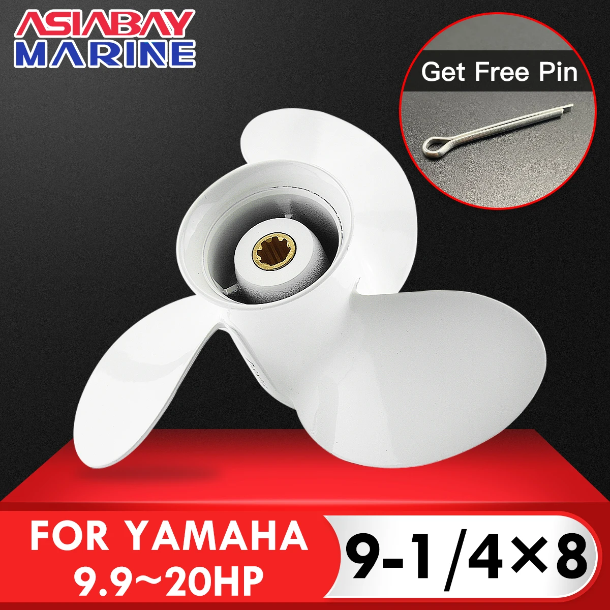 For Yamaha Outboard Propeller 9-1/4 x 8 Aluminum Alloy Screw 3 Blade 8 Spline Tooth Part #63V-45947-00 for 9.9-15HP Boat Motors