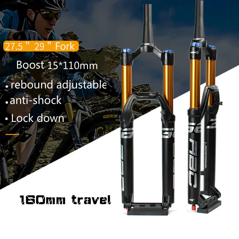 Catazer 27.5/29inch MTB Bicycle Fork Boost 15*110mm Lock Down Air Pressure Cylinder Axle Fork Travel 160mm Sepension Bike