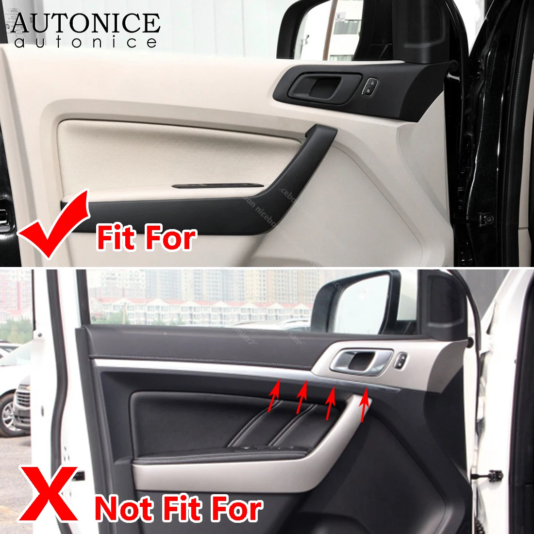 Fit for Ford Ranger Carbon Fiber Color Inner Door Handle Bowl Frame Decorator Cover 2015 2016 2017 2018 2019 2020 2021