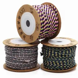 2.0mm 두께 3 색 4 가닥 코튼 멀티 컬러 스레드 DIY 팔찌 로프 비탄성 코드 목걸이 로프 20m 롤