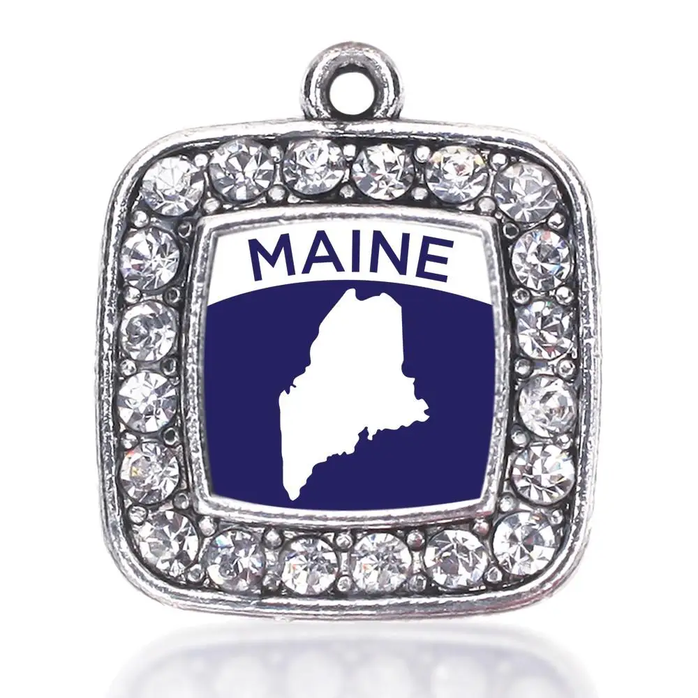 MAINE OUTLINE MAINE FLAG SQUARE CHARM