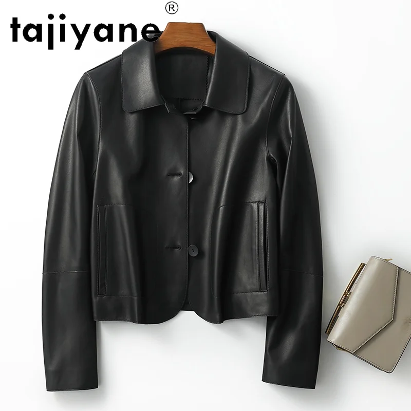 Tajeyane-Chaqueta corta de piel auténtica para mujer, abrigo de piel de oveja auténtica, estilo coreano, Pph4962, primavera 2021