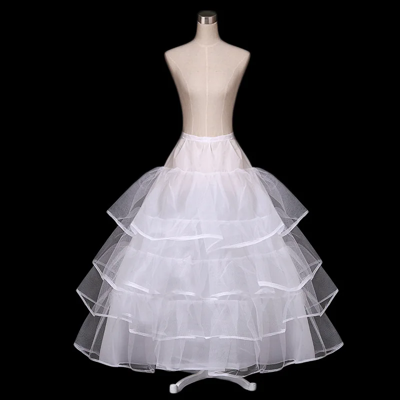 Sottoveste da sposa sottoveste sottogonna Cosplay Party Hoops Crinoline scivola vita grande 4 volant senza cerchi