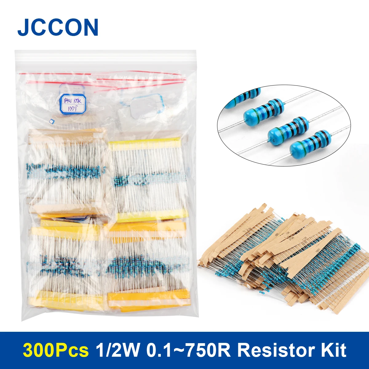 

300Pcs 1/2W 0.1~750R Metal Film Resistor Assorted Kit 30Values x 10Pcs=300Pcs Sample Kit Resistors Assortment Kit 0.1R 1R 2R