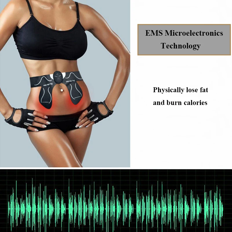 USB Rechargeable EMS Hip Trainer Buttocks Lifting Electric ABS Waist Abdominal Muscle Massage Stimulator Body Slimming Shaper