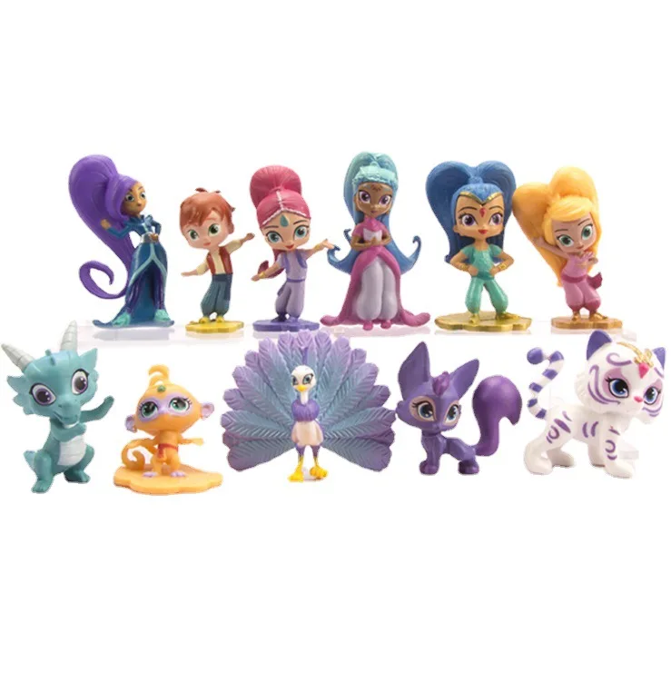 Figuras de acción de princesas para niñas, set de 12 unidades de figuras de princesas brillantes, a la moda, para regalo