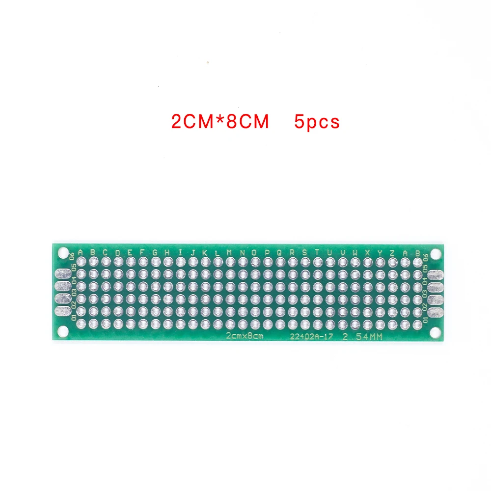 5pcs 2X8cm PCB Prototype Board Circuit Protoboard Universal Stripboard Prototyping Veroboard 2X8 Double Panel