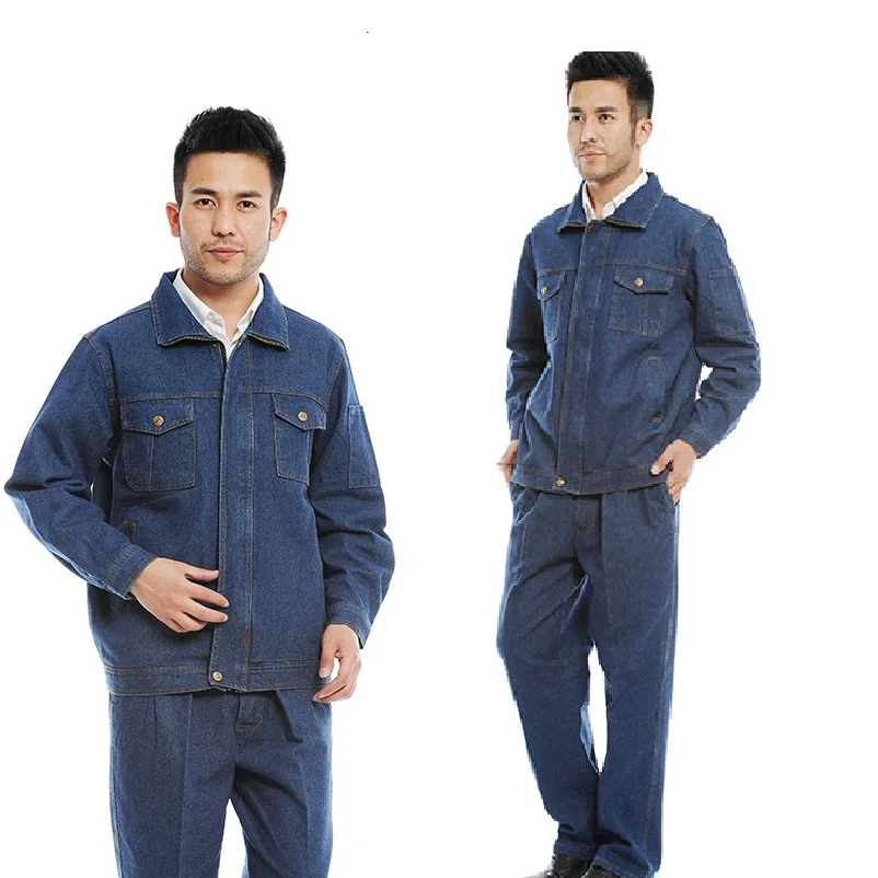 Plus Size denim uniforms coveralls Autumn winter welding suit overall men Electrician repairing work clothes Welder canvas labor