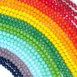 Perles de porcelaine multicolores de 2, 3, 4, 6, 8mm, perles de cristal à facettes, perles rondes plates pour la fabrication de bijoux, accessoires de bricolage, vente en gros