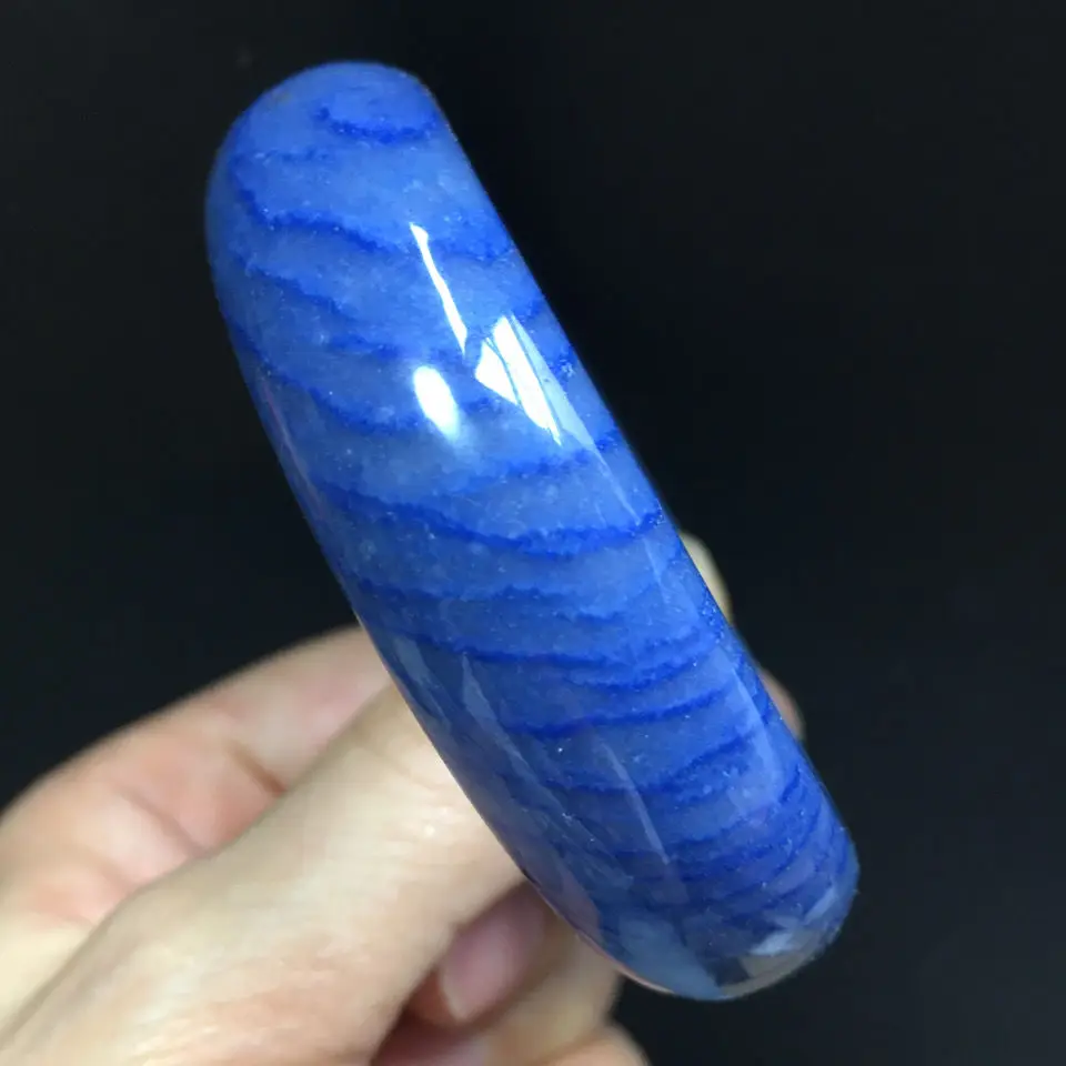Jewelry High Quality Natural Blue Line Stone Bracelet Aventurine Jade Female Ice Type Fashion All-match Gift Accessory Bangles