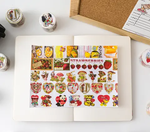 1 st/1 parti Washi Masking Tapes Djur Jordgubbstårta Dekorativ Självhäftande Scrapbooking DIY Papper Japanska Klistermärken 5 m 10 best sales jordgubbs-washitejp - №6