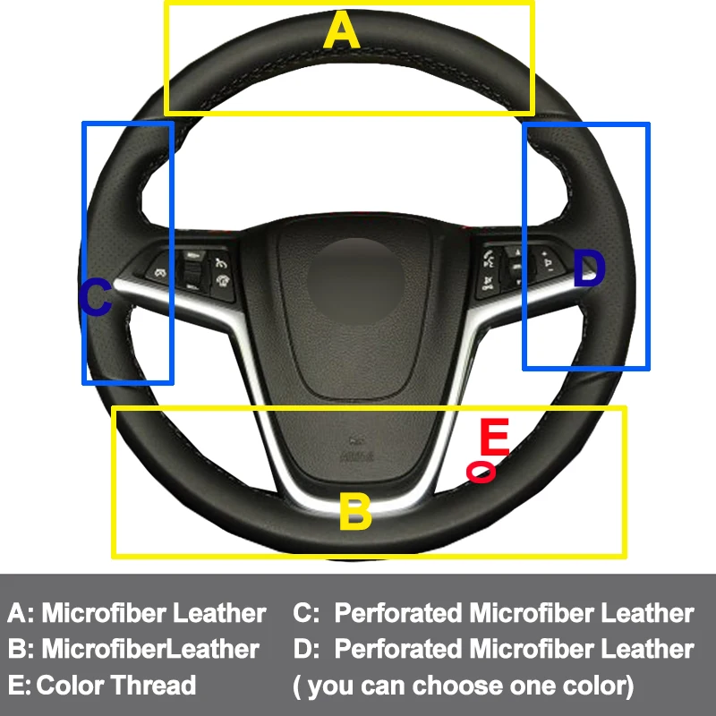 Car Auto Steering-Wheel Cover For Opel Mokka 2012- 2019 Insignia 2008- 2013 Astra (J) 2010-2015 Meriva (B) 2010-2017 Ampera 2015