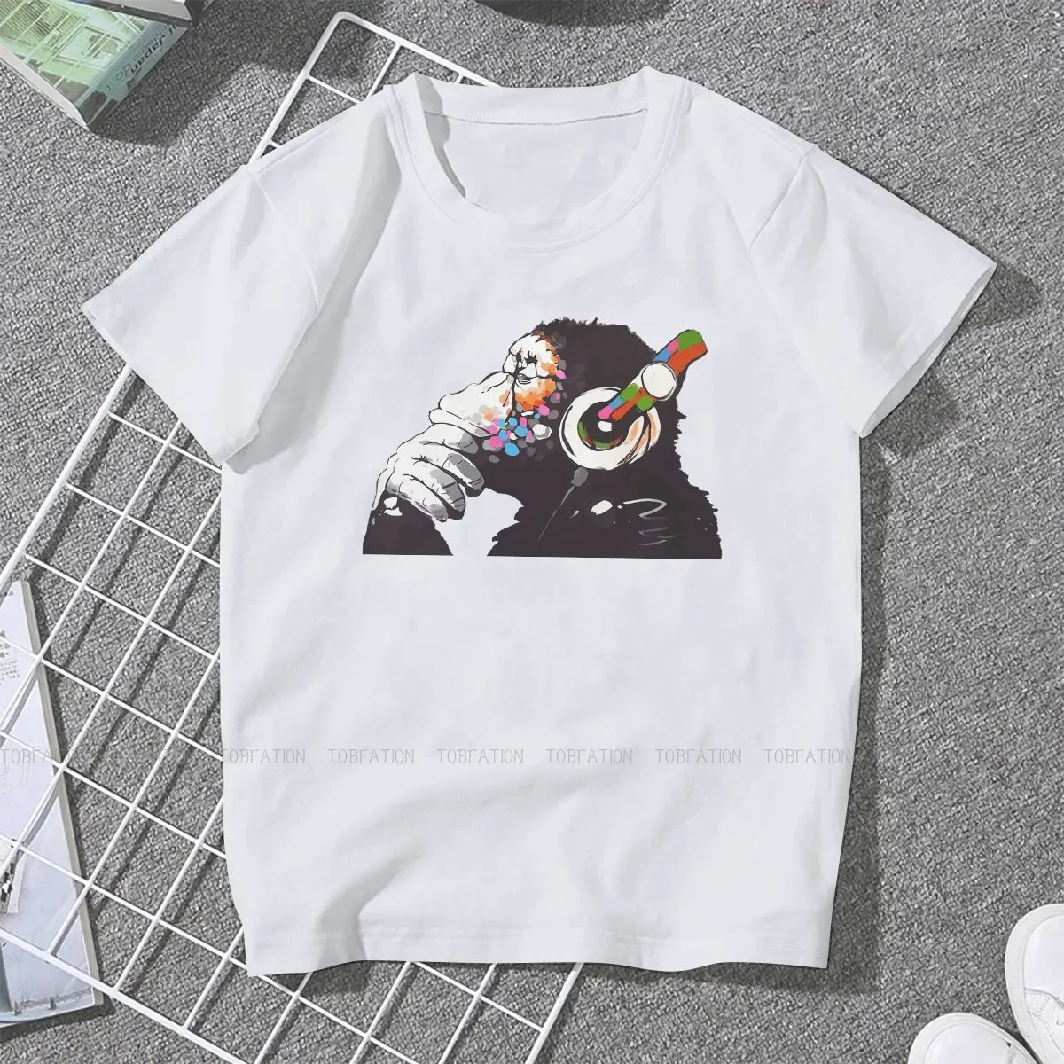 BANKSY DJ Monkey Thinker Special TShirt for Girl Music Art 5XL Hip Hop Gift Idea  T Shirt Stuff Hot Sale