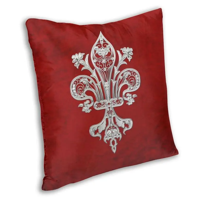 Silver Filigree Fleur De Lis Cushion Covers Sofa Home Decor Lily Flower Fleur-De-Lys Square Pillow Case 45x45