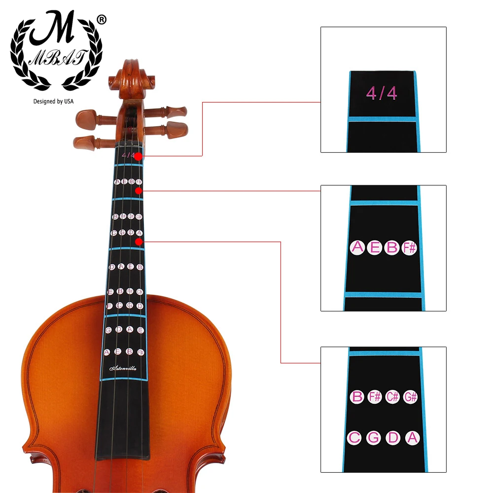 M MBAT 1/8-4/4 Violine Intonation Aufkleber Griffbrett Marker Anfänger Lernen Violine Griffbrett Aufkleber Violine Teile Zubehör – Detail 4