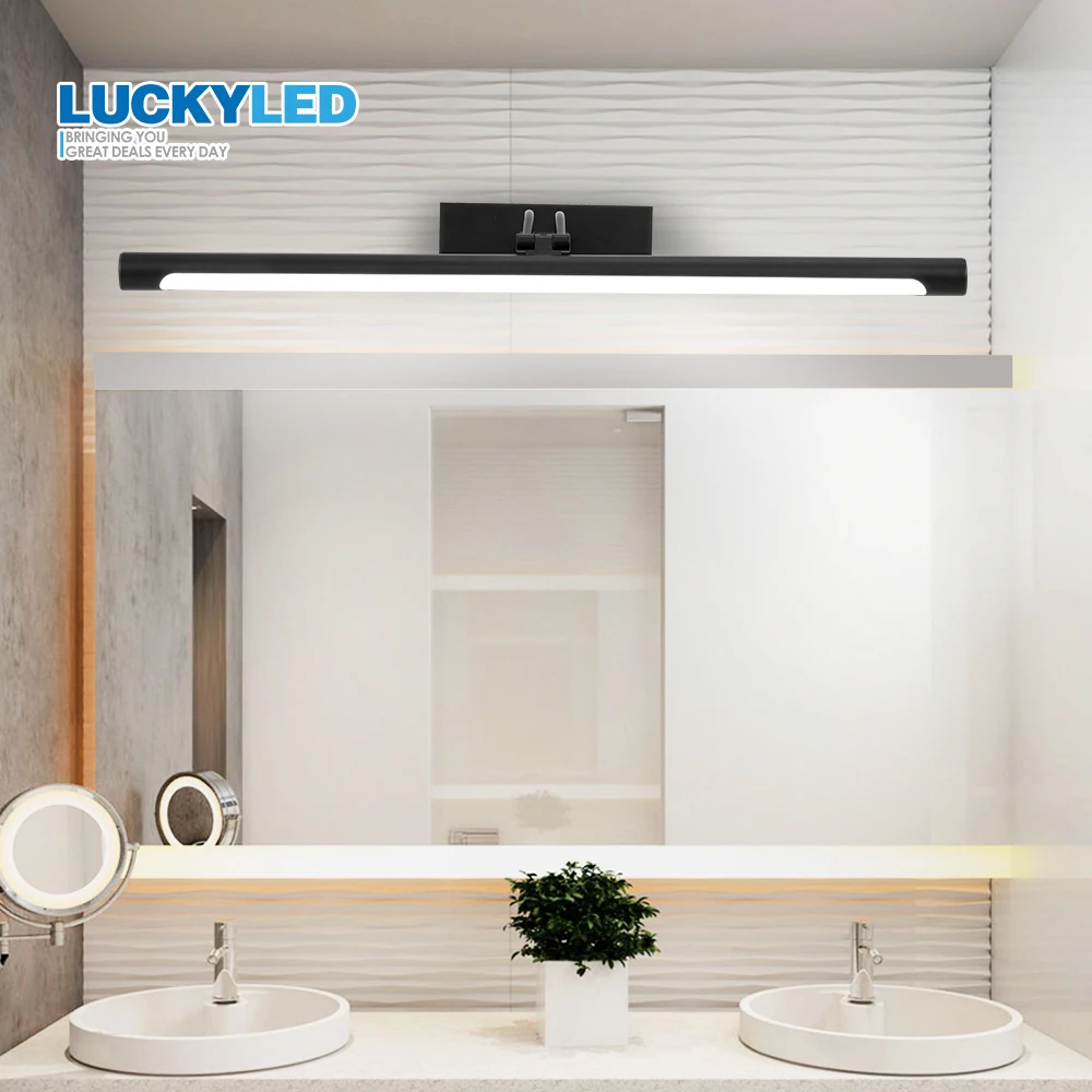 LCUKYELD Led Wall Lights Bathroom Mirror Light 8W 40CM AC 220V 240V 110V Waterproof Sconce Fixture Retro Wall Lamp Black Silver