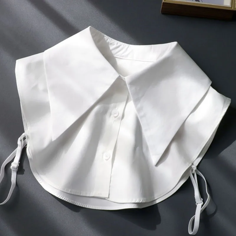 Big Lapel Fake Collar Women Detachable Collars White Cotton Doll False Collar Woman Blouse Sweater Detachable Black Half Shirt