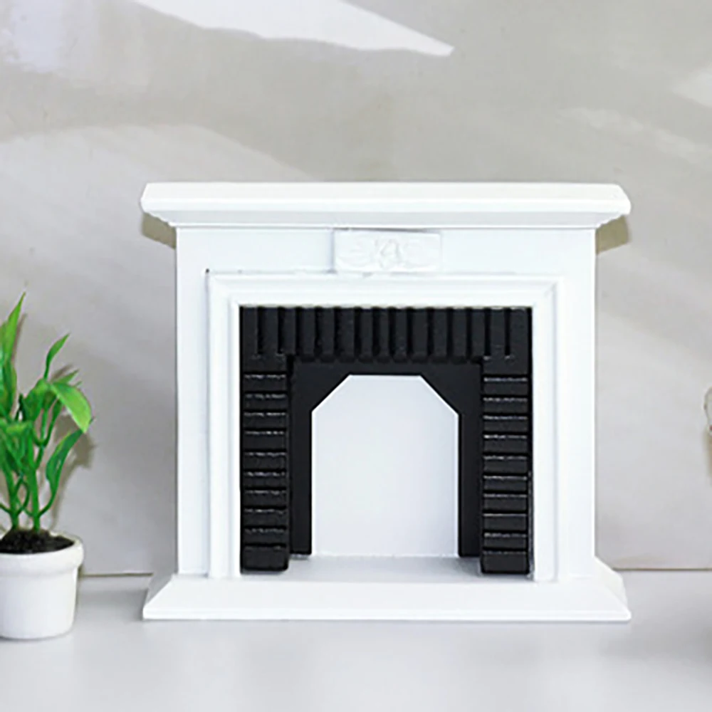 1Pcs 1/12 Dollhouse Miniature Accessories Mini Wooden White Fireplace Model for Doll House Decoration ob11