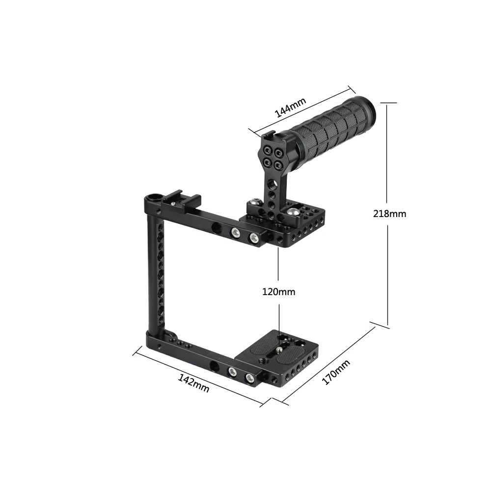 HDRIG DSLR Camera Cage Rubber Top Handle 2 Shoe Mounts For Canon 600D 700D 80D For  Nikon D3200 Panasonnic GH5