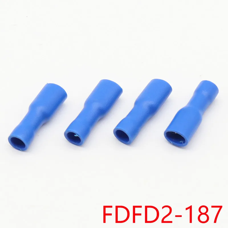 FDFD2-187 FDFD2.5-187 Female Insulated Electrical Crimp Terminal for 1.5-2.5mm2 Connectors 100PCS/Pack Cable Wire Connector FDFD