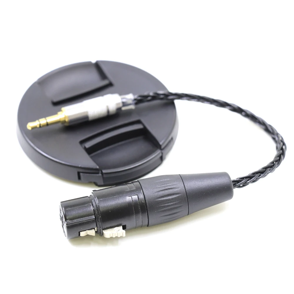 8Core 7N Silver Plated 3.5mm 3pole Stereo Male to 4pin XLR Female Audio Adapter Cable 3.5 to XLR Connector Cable（Black）