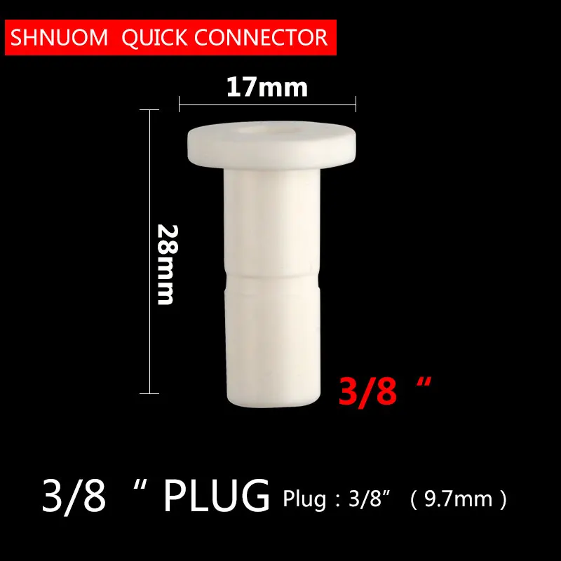 3/8 "OD Ống Trắng Cứng Cắm Thẳng Đầu Nối Ống Của Hệ Thống Nước Thẩm Thấu Ngược Chặn Đường Kính 9.5MM Phụ Kiện