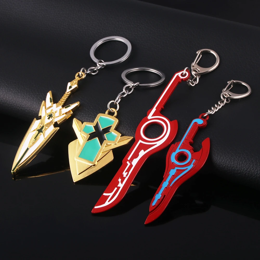 Game Xenoblade Chronicles 2 KeyChain MONADO Pyra Mythra Sword Rex Core Chaveiro Metal Key Chain For Men Car Keyring Jewelry Gift