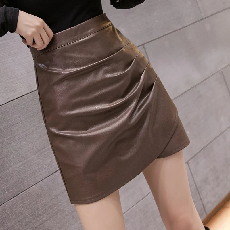 2020 new autumn high waist anti-glare sexy one-step skirt short skirt irregular skirt DQ1261