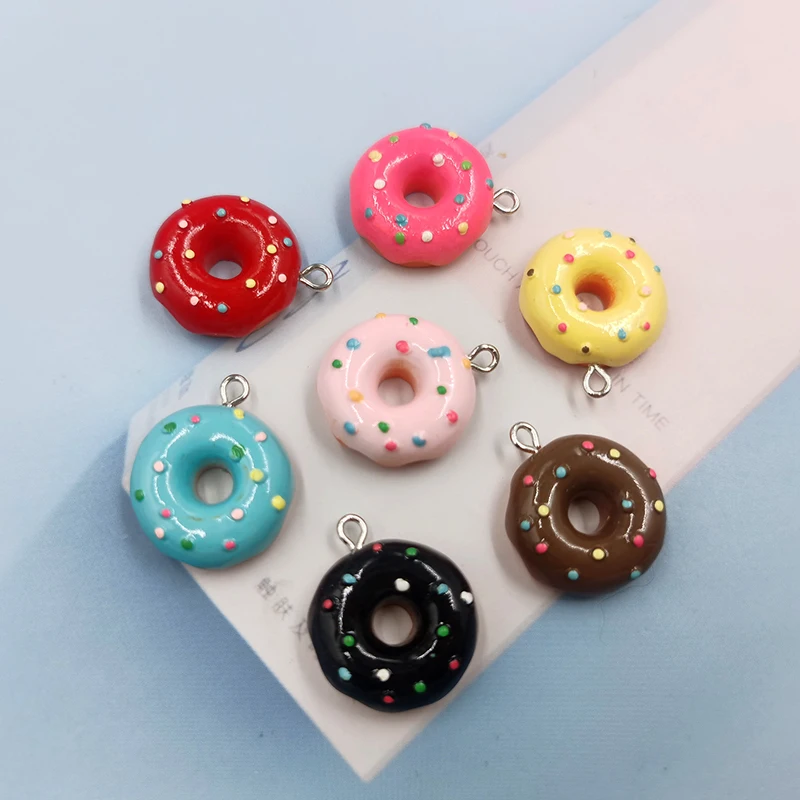 10pcs Lovely Colorful Doughnut Charms Pendants Jewelry Making DIY Earrings Necklace Craft Handmade Dollhouse C646