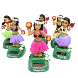 Car Decoration Dancing Doll Solar Power Toy Shaking Head Hawaii Swinging Animated Girl Car Ornament Car-styling Accessories