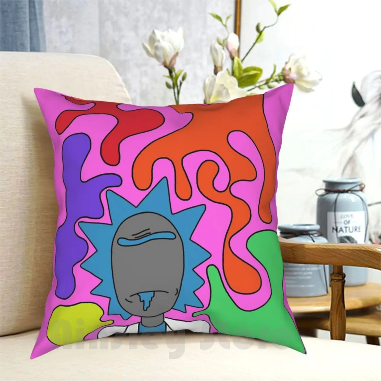 Rick Rainbow Pillow Case Printed Home Soft DIY Pillow cover Cartoon Tv Show Pickle Rick Savannas Artwork Green Red Blue