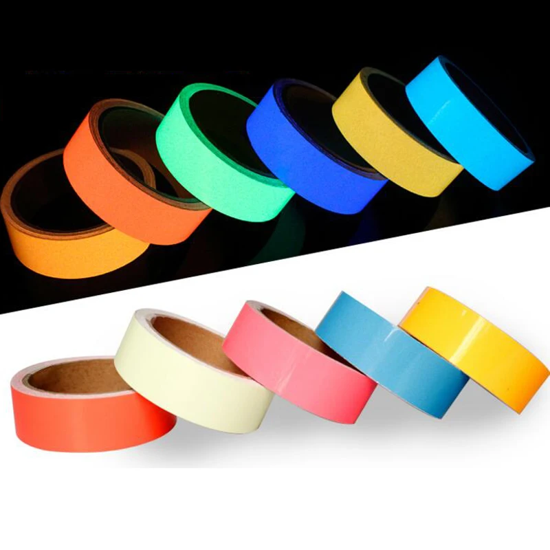 Colorful Glow Tape Self-adhesive Sticker Removable Luminous Tape Fluorescent Glowing Dark Striking Night Warning Luminous Tape