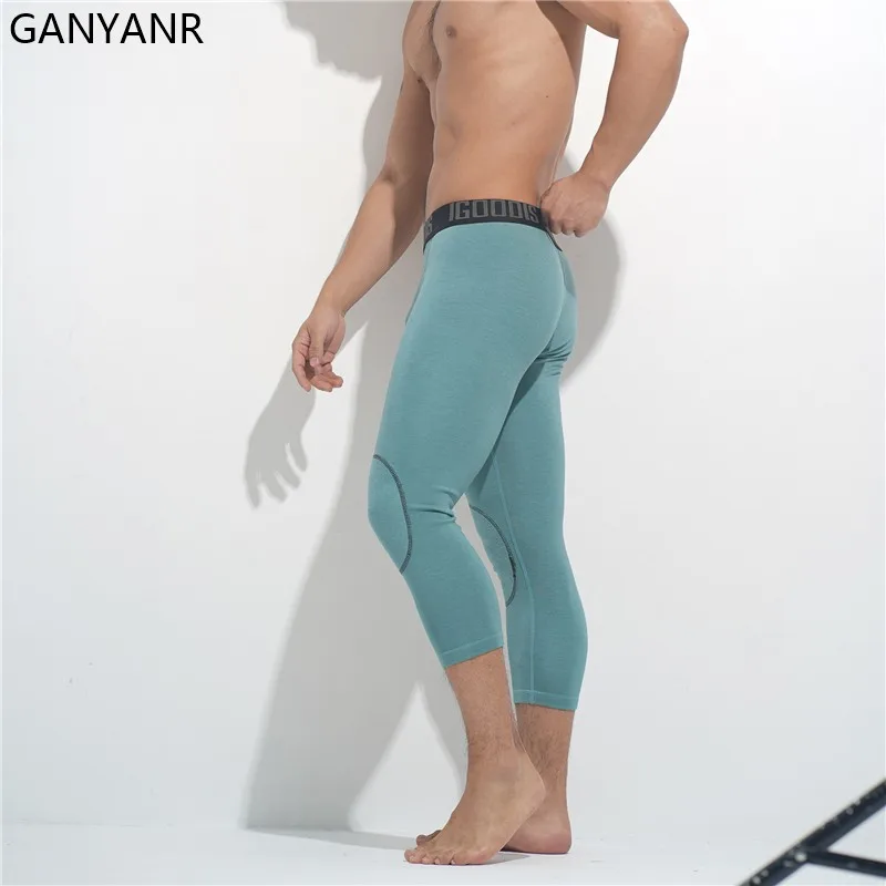 GANYANR Compression Pants Running Tights Men Gym Sportswear Leggings Fitness Sport 3/4 Sexy Basketball Yoga Trainig Workout Warm