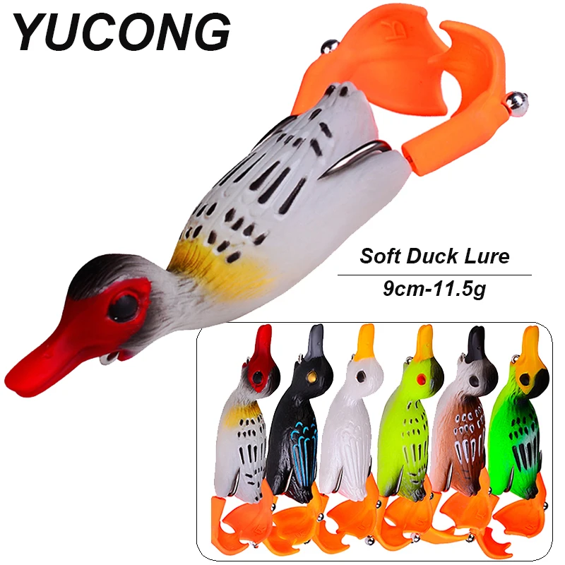 YUCONG-señuelo de pesca de pato con hélice, 9cm-11,5g, cebo de goma Swimbait suave para patito, cebo de patito de silicona, Isca, 1 unidad