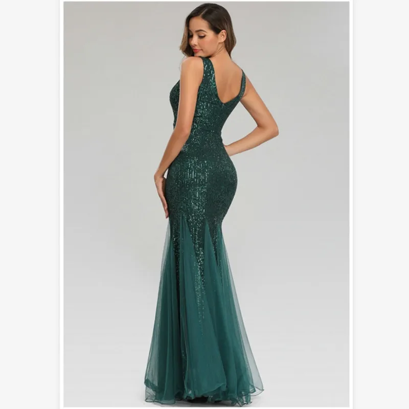 Robe de demoiselle d'honneur longue, couleur or, bordeaux, bleu foncé, paillettes en queue de poisson, robe de soirée de mariage, vêtements Sexy pour femmes, vente en gros, HJQ-813 #