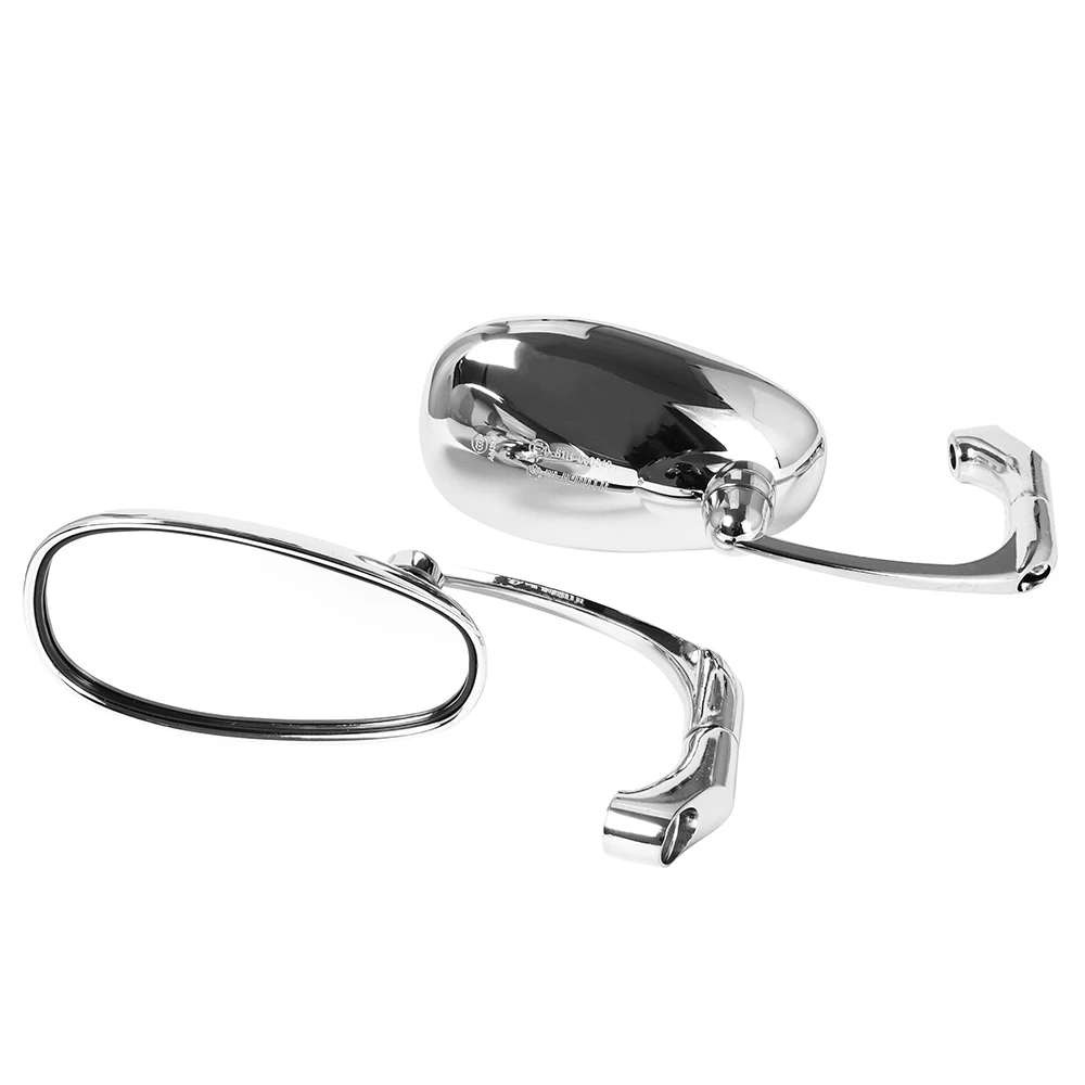 8mm 10mm Motorcycle Retro Oval Rearview Side Mirrors L-Bar Chrome/Black Aluminum Motorbike Accessories For Harley Yamaha Honda