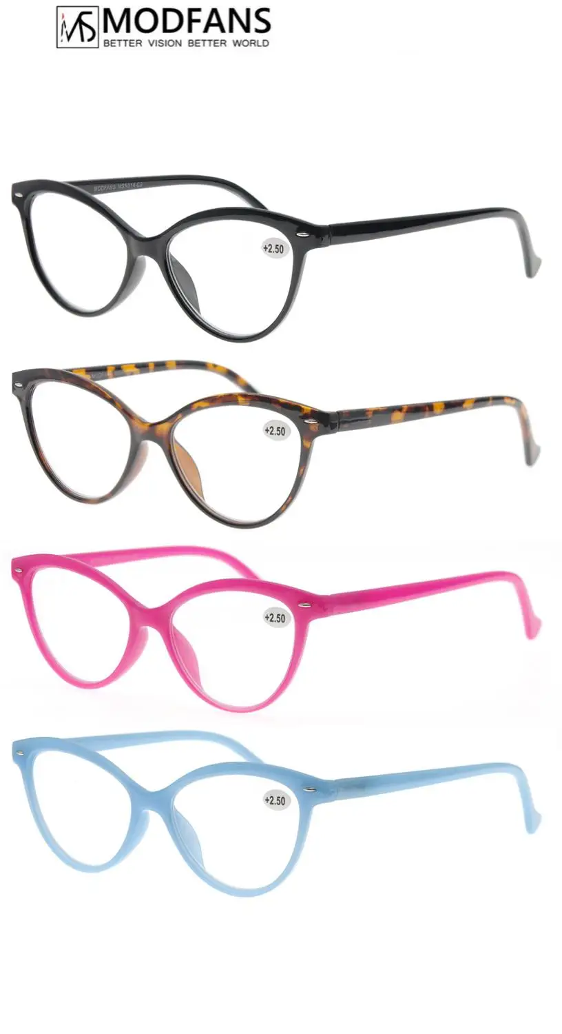 MODFANS-gafas de lectura con diseño de ojo de gato para mujer, de estilo Retro lentes transparentes, a la moda, ultraligeras, dioptrías + 2,25